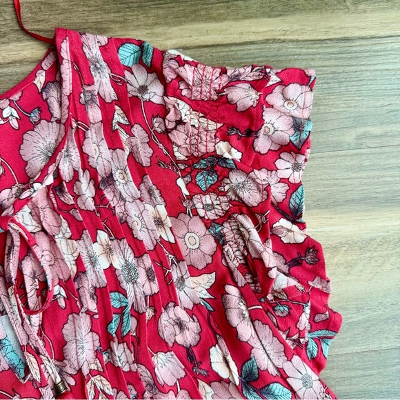 Knox Rose Red and White Floral Flutter Sleeve Peasant Boho Blouse – Size XS - Picture 8 of 12